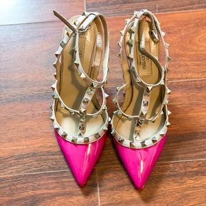 Pink Valentino Rockstud T Strap heels 37.5/7